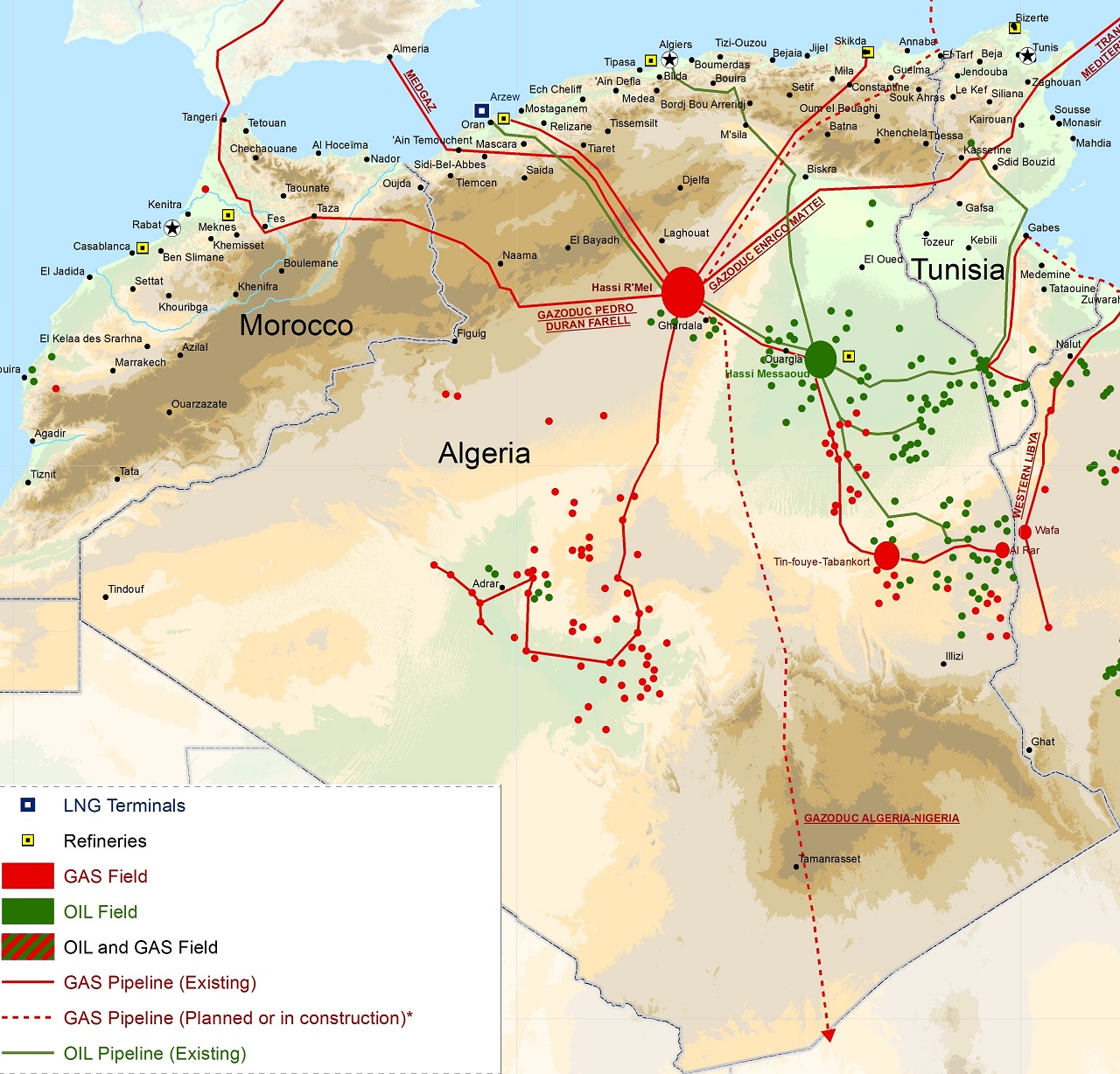 Алжир-тунис-и-Марокко-нефть-и-газ